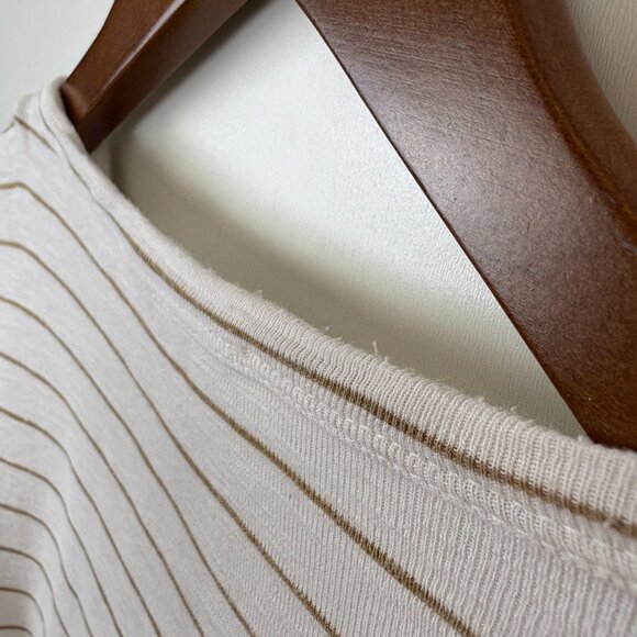 Vince Off White & Brown Reverse Stripe Long Sleeve Cotton Fisherman Nautical - Picture 5 of 10